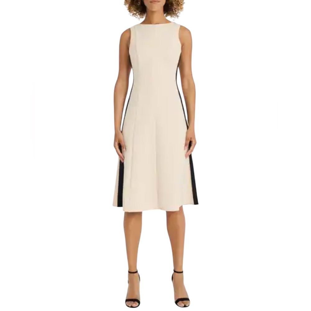 Maggy London Cream Black Sleeveless Knee Length Dress Size 0 NWT NEW Career